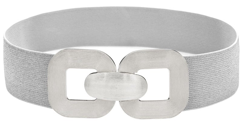 BAOKELAN Wide Elastic Belts for Women Stretchy Cinch Waist Belt for Dresses Bling Silver 85CM - Image 1