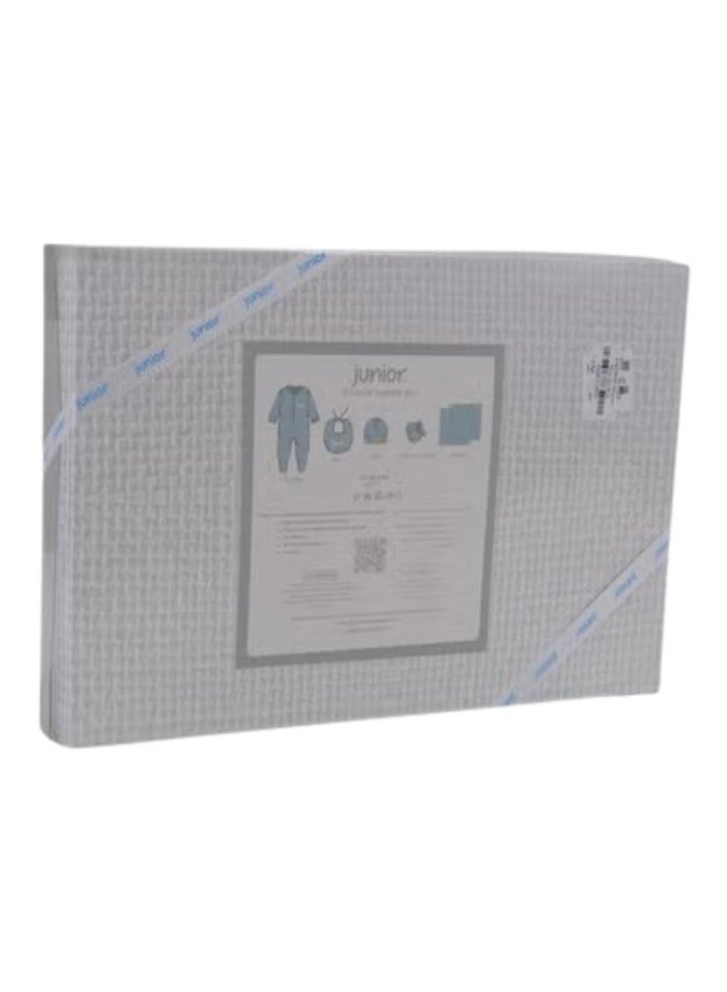 Junior Baby Boys Cotton Gift Clothes Box – 5-Piece Crown Prince Set in Light Blue - Image 2