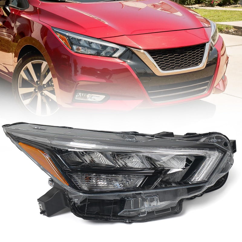 Huray LED Headlight Assembly Fit for Nissan Versa 2020 2021 2022 RH OE Factory Projector Headlamp Replacement for NI2503274 Right Passenger Side