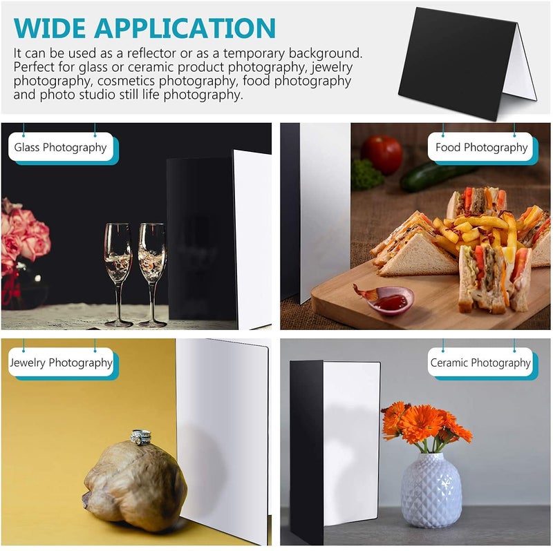 STORE 2508 Store2508 3 in 1 Photography Reflector Background Cardboard, 17 x 12 inch Folding Light Diffuser Board for Still Life, Product and Food Photo Shooting (2 Pcs Silver) - Image 4