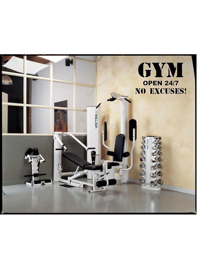 إيروريكس ملصق حائط من الفينيل للباب من Creativesignsndesigns Gym Open 24/7 No Excuses! مقاس 22 بوصة × 14 بوصة باللون الأسود Opensb - Image 2