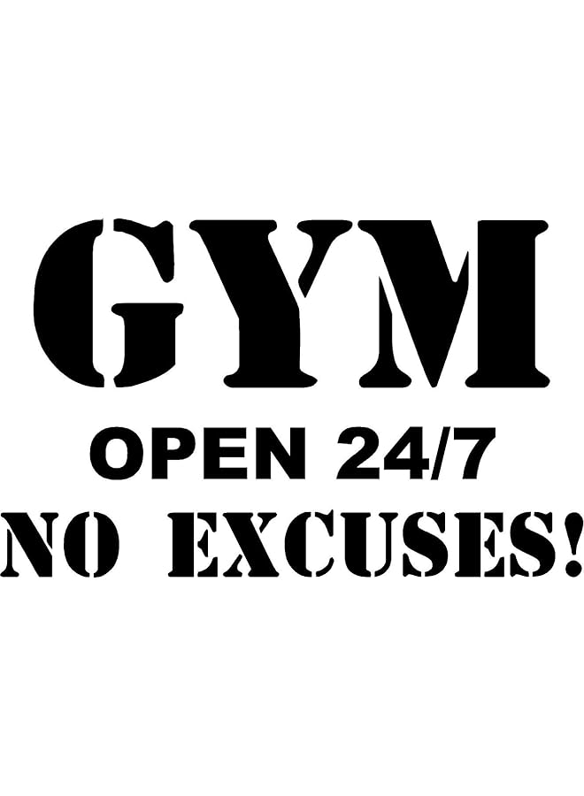 إيروريكس ملصق حائط من الفينيل للباب من Creativesignsndesigns Gym Open 24/7 No Excuses! مقاس 22 بوصة × 14 بوصة باللون الأسود Opensb - Image 1