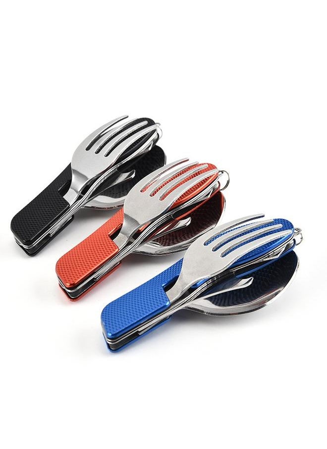 yongsheng 4-in-1 Stainless Steel Camping Utensil Flatware Set Multi-Function Folding Tableware Portable Cutlery Tool Kit with Spoon, Fork, Knife  - Image 1