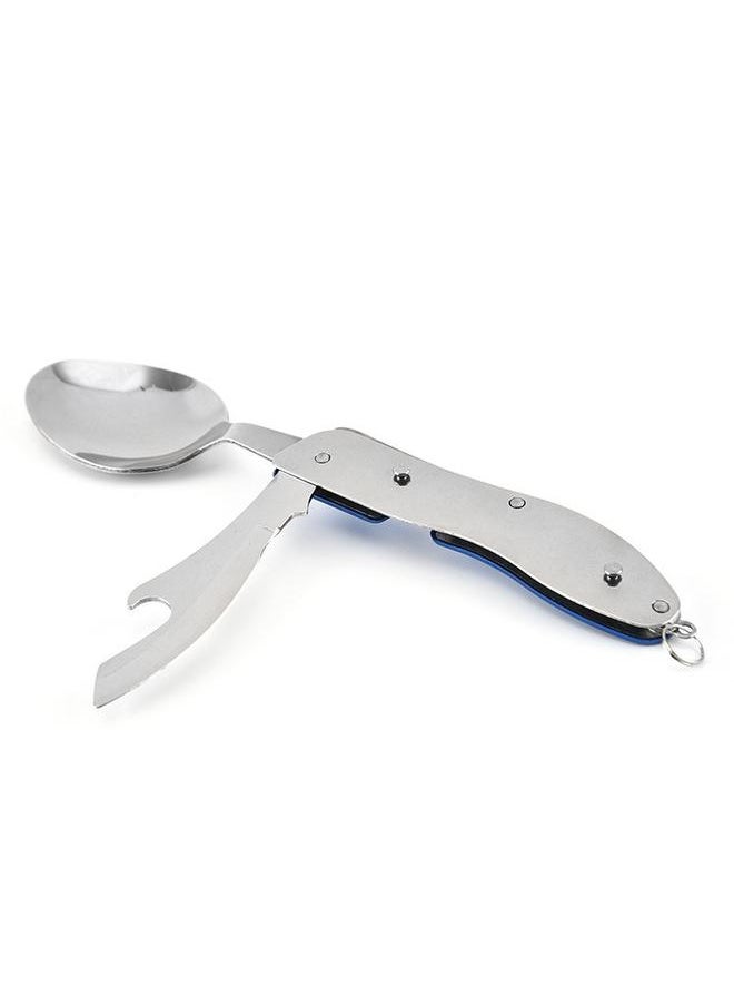 yongsheng 4-in-1 Stainless Steel Camping Utensil Flatware Set Multi-Function Folding Tableware Portable Cutlery Tool Kit with Spoon, Fork, Knife  - Image 4