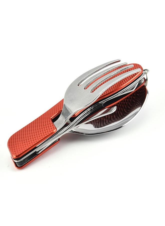 yongsheng 4-in-1 Stainless Steel Camping Utensil Flatware Set Multi-Function Folding Tableware Portable Cutlery Tool Kit with Spoon, Fork, Knife  - Image 3