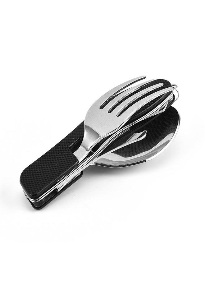yongsheng 4-in-1 Stainless Steel Camping Utensil Flatware Set Multi-Function Folding Tableware Portable Cutlery Tool Kit with Spoon, Fork, Knife  - Image 2