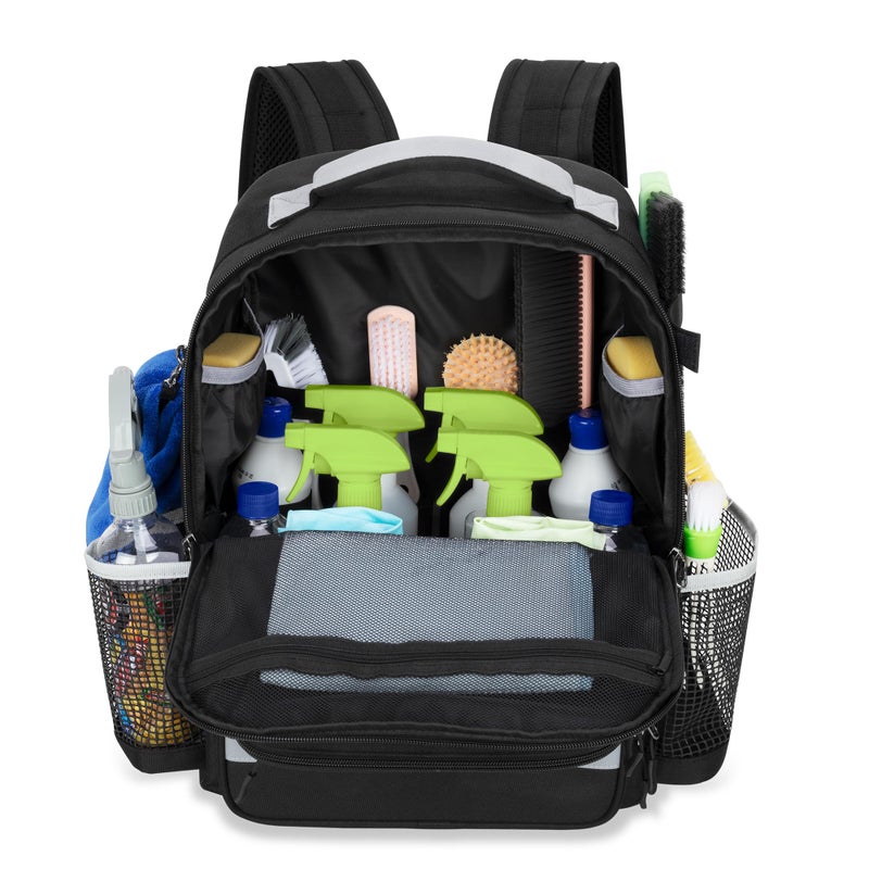 HODRANT Cleaning Backpack with Bottom Plate & Waterproof Bottom, Large Supplies Bag with Multiple Pockets for Housekeeping Tools, Cleaning Products Caddy Organizer for Home & Car - Image 1