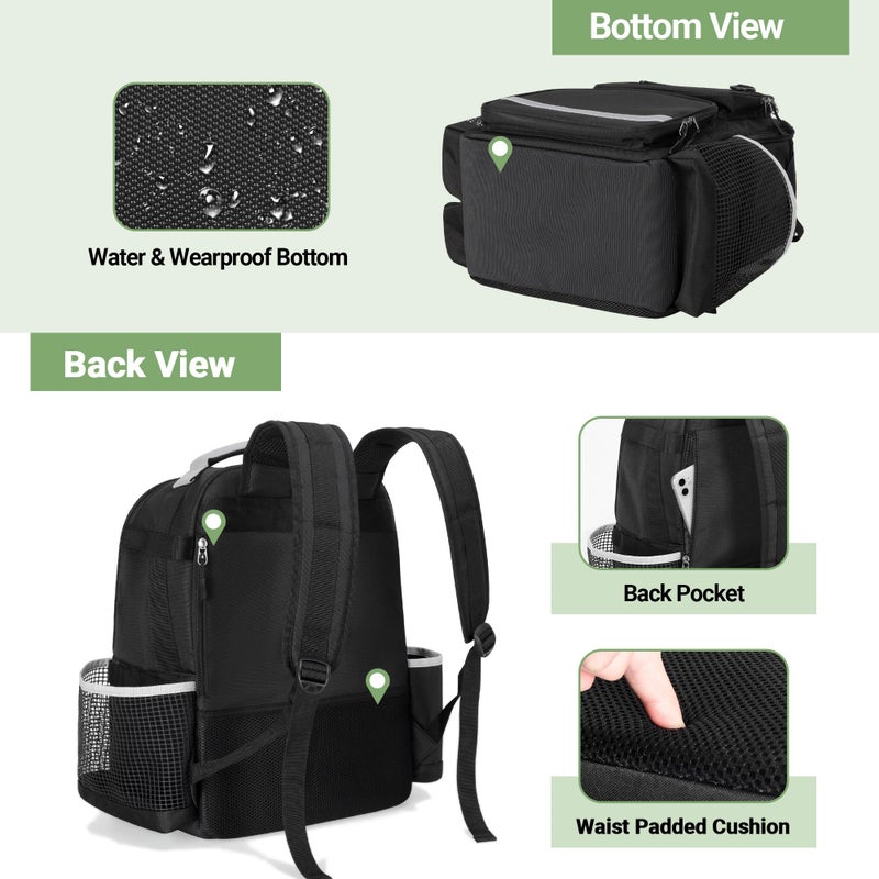 HODRANT Cleaning Backpack with Bottom Plate & Waterproof Bottom, Large Supplies Bag with Multiple Pockets for Housekeeping Tools, Cleaning Products Caddy Organizer for Home & Car - Image 4