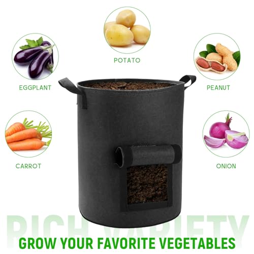 Lyincat 4 Pack 10 Gallon Potato Grow Bags with Flap and Handles, Heavy Duty Fabric Pots for Planting Potato,Carrots - Image 5