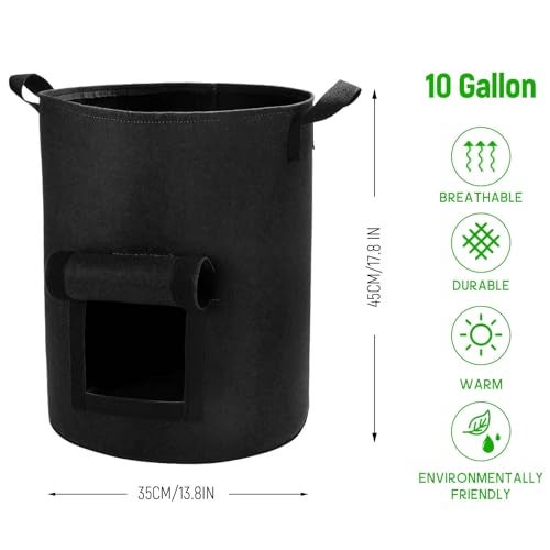 Lyincat 4 Pack 10 Gallon Potato Grow Bags with Flap and Handles, Heavy Duty Fabric Pots for Planting Potato,Carrots - Image 2