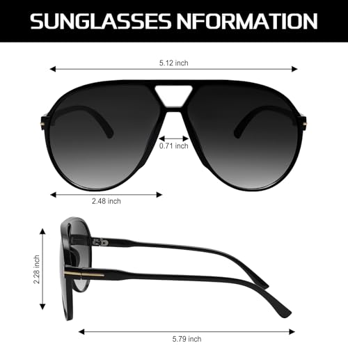GUVIVI Retro Aviator Sunglasses for Women Men Oversized Classic 70s Vintage Trendy Square Aviators Tortoise Sun Glasses - Image 5