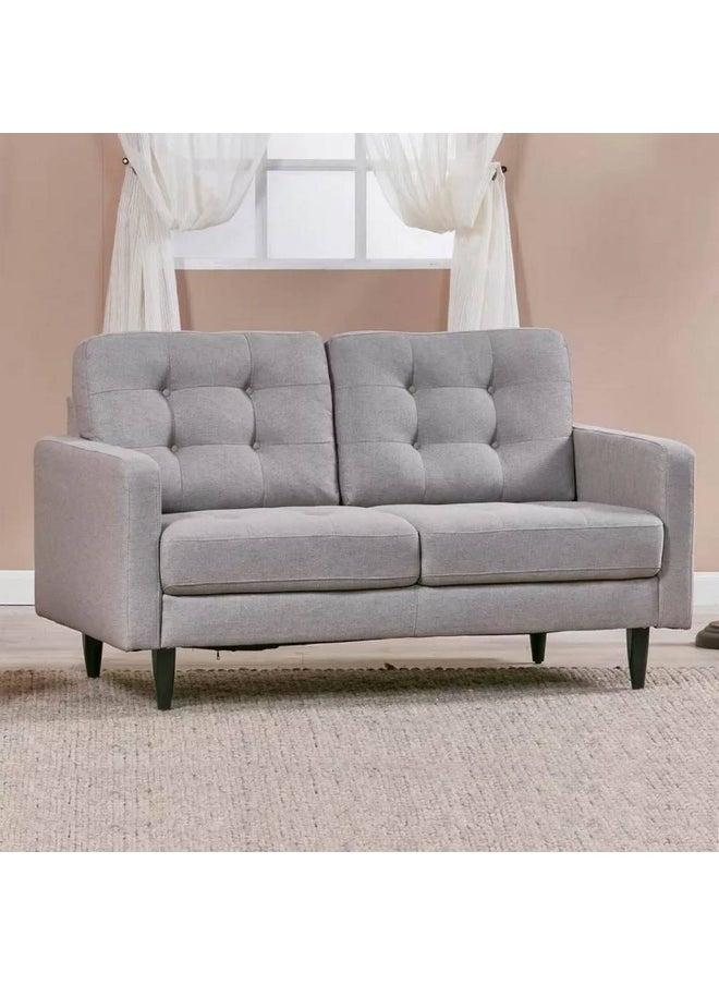 Homzmart Swedish Wood and Linen 2-Seater Sofa - Grey  - Image 1