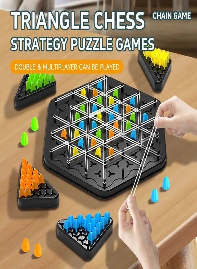 ODMART Chain Triangle Chess Game - Puzzle Geometry Interactive Board, Triangle Rubber Band Game for Kids & Adults, Family Classic Strategy Game for 2-4 Players - Image 3