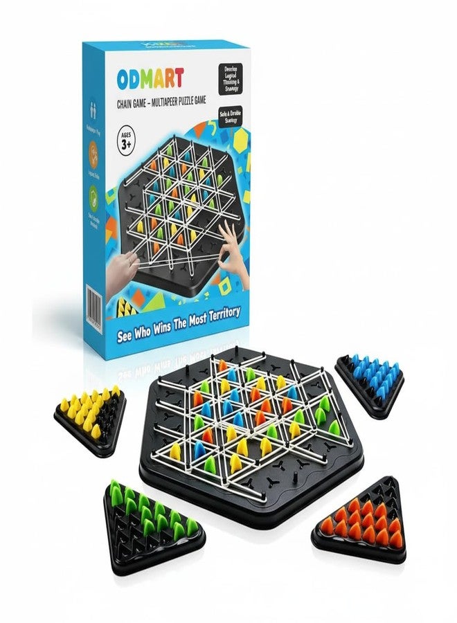 ODMART Chain Triangle Chess Game - Puzzle Geometry Interactive Board, Triangle Rubber Band Game for Kids & Adults, Family Classic Strategy Game for 2-4 Players - Image 2