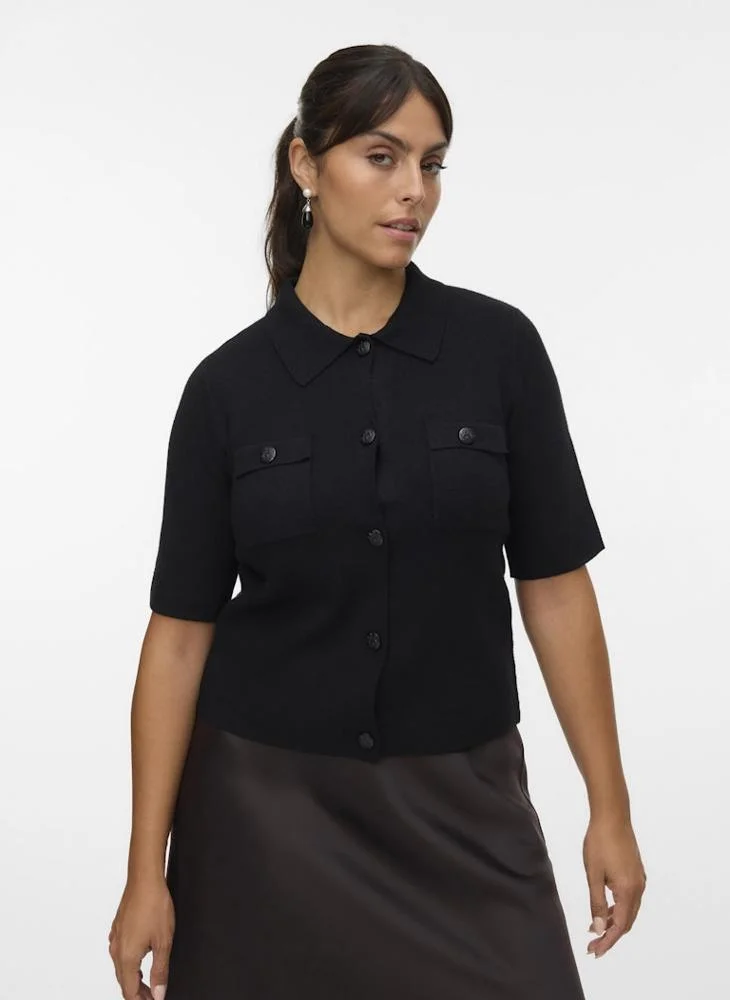 Vmgold Short Sleeve Collar Cardigans