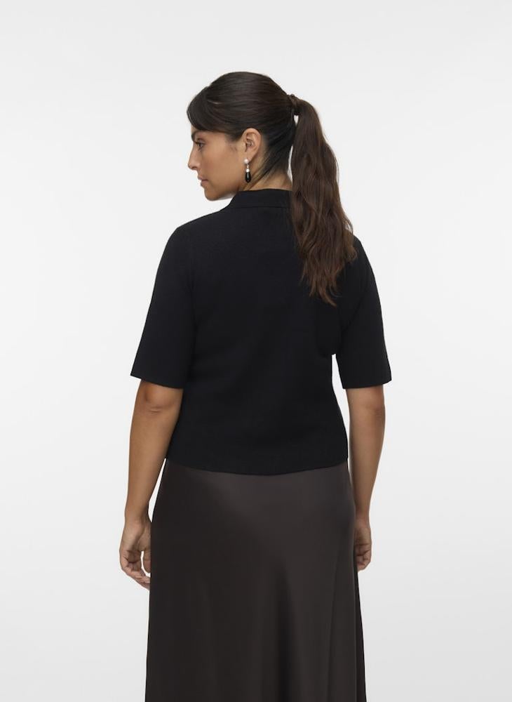 فيرو مودا كارديجان بياقة وأكمام قصيرة من فيم جولد - Image 2