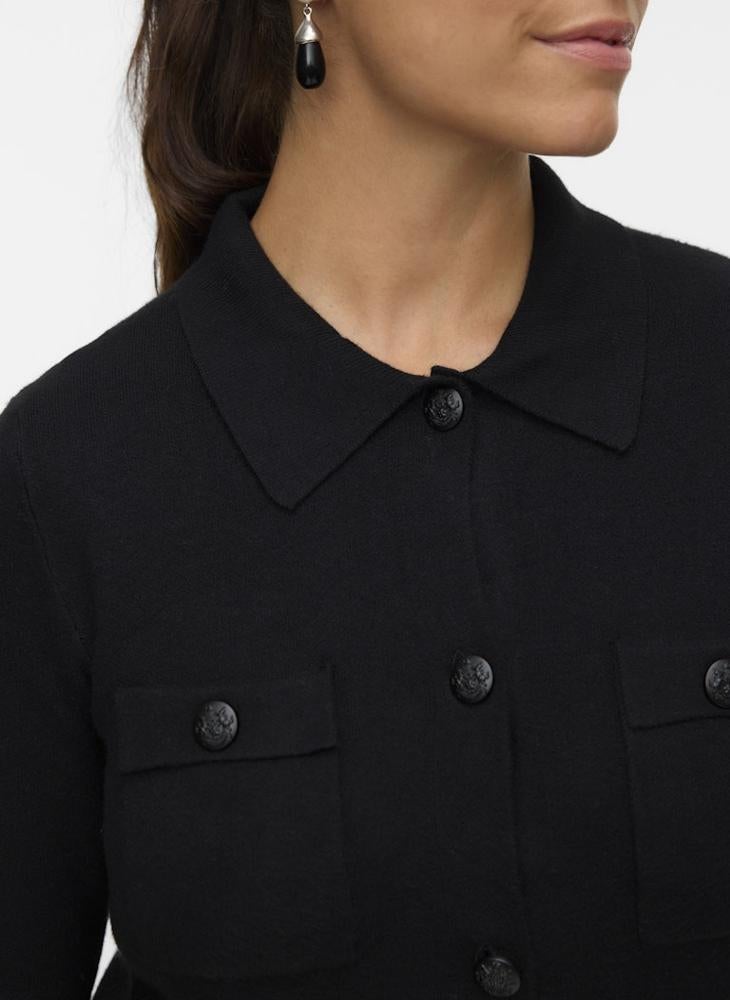 فيرو مودا كارديجان بياقة وأكمام قصيرة من فيم جولد - Image 3