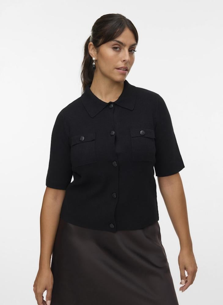 فيرو مودا كارديجان بياقة وأكمام قصيرة من فيم جولد - Image 1