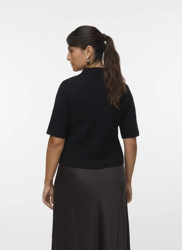 VERO MODA Short Sleeve Cardigan with Collar