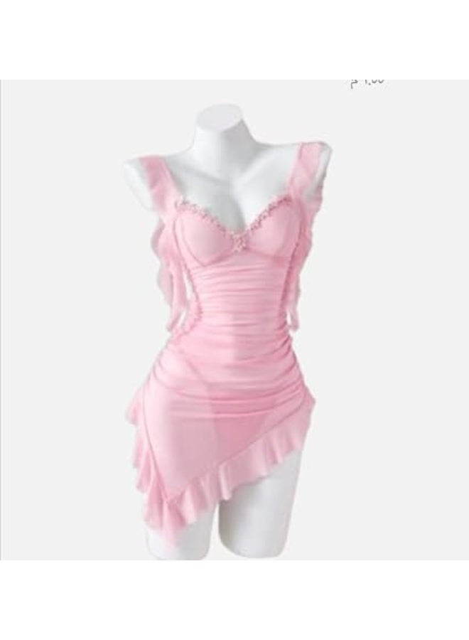 Hanady Tulle nightgown – Rose color – big size, fits up to 120 kg HN 9054 - Image 3