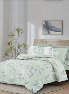 Donetella Printed Comforter Set 4-Pcs Queen Size All Season Bed Fits(140 X 200 Cm)Bedding Set With Removable Filler And Down Alternative Filling, Sea Mist  - Image 2
