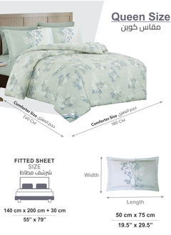 Donetella Printed Comforter Set 4-Pcs Queen Size All Season Bed Fits(140 X 200 Cm)Bedding Set With Removable Filler And Down Alternative Filling, Sea Mist  - Image 3