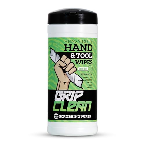 مناديل تنظيف Grip Clean منظف يدين للميكانيكيين مناديل يد ثقيلة للزيوت والشحوم مناديل تنظيف متعددة الاستخدامات للأدوات والأسطح منظف يدين بدون ماء برائحة الحمضيات 30 قطعة