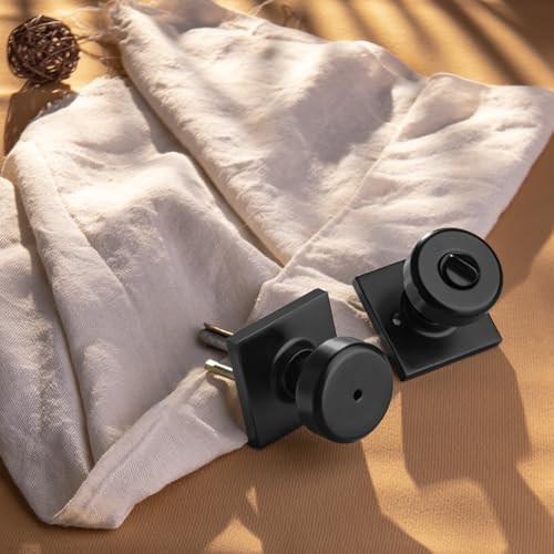 NCSEN 6 Pack Black Interior Door Knobs for Bath & Bed, Pismo Doorknob Turn Lock with Square Rosette, Heavy Duty Privacy Door Knob with Lock - Image 3