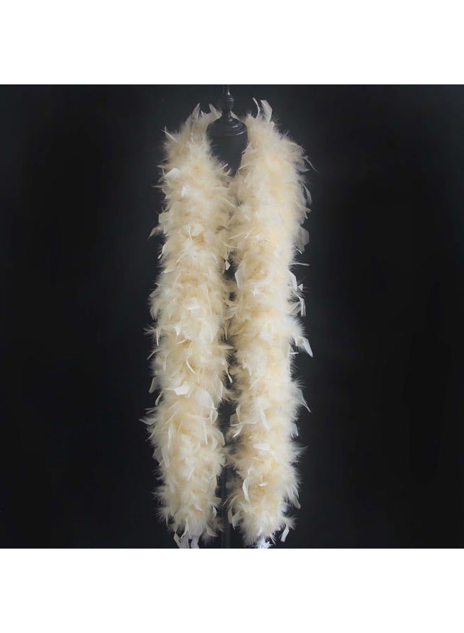 Flydreamfeathers 100 جرام 2 ياردة طويلة شانديل ريش بوا بأكثر من 10 ألوان، رائعة للحفلات، الزفاف، الأزياء، بيج، 72 بوصة طول، 8-9 بوصة عرض - Image 4