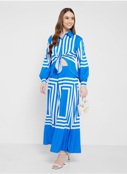 Monotone Print Shirt & Pant Set