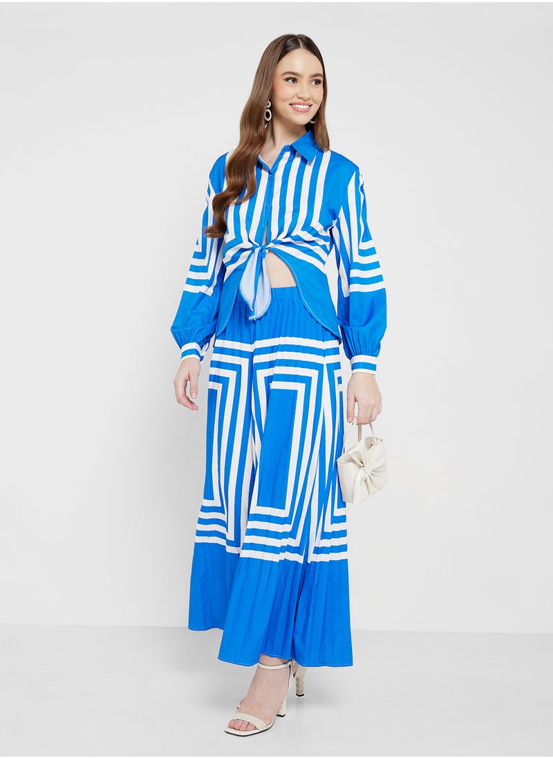 ELLA - Monotone Print Shirt & Pant Set - Image 1