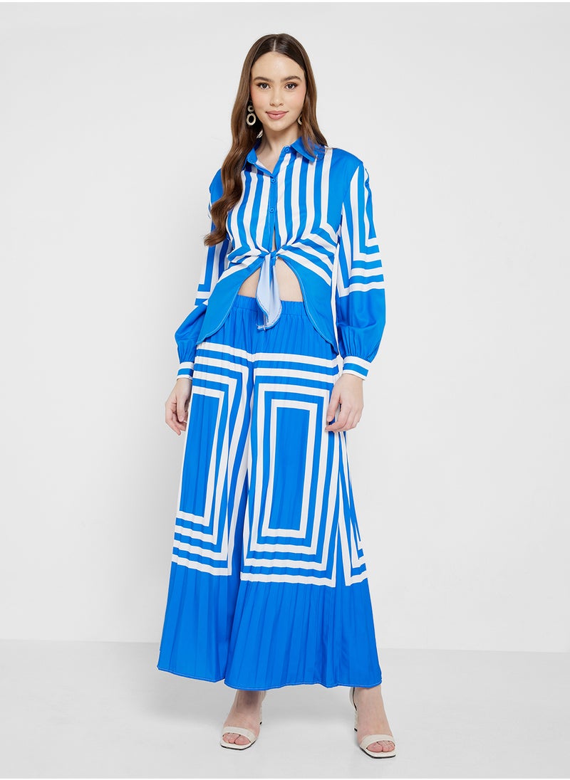 ELLA - Monotone Print Shirt & Pant Set - Image 1
