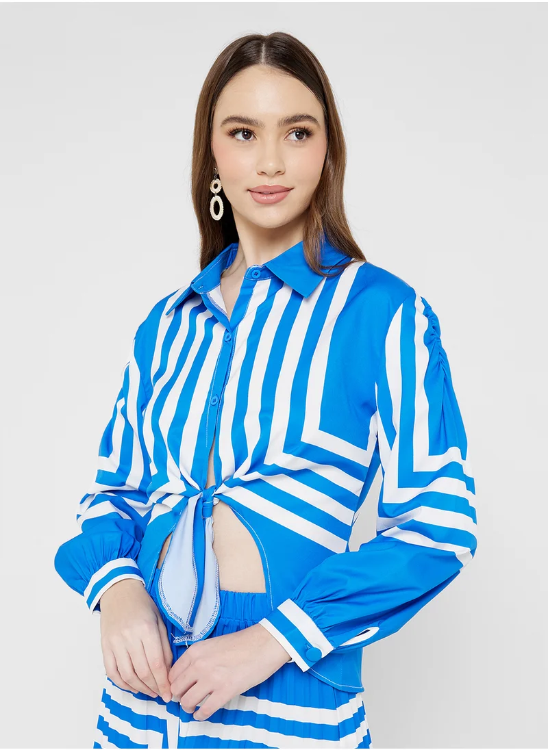 ELLA Monotone Print Shirt & Pant Set