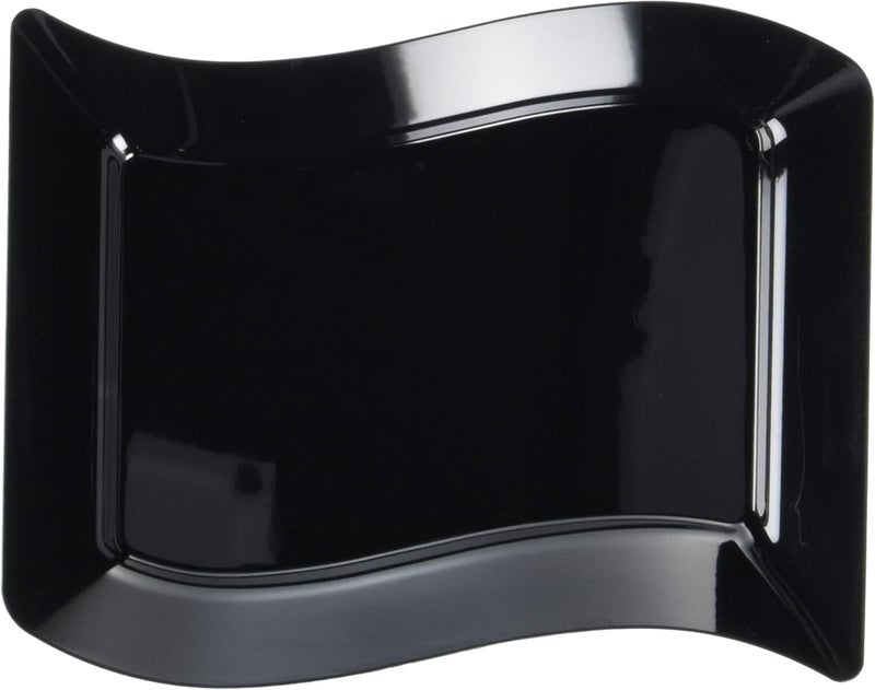 Fineline Settings Wavetrends Black RectangularWave ChinaLike 55 X 75 Plate 120 Pieces - Image 1