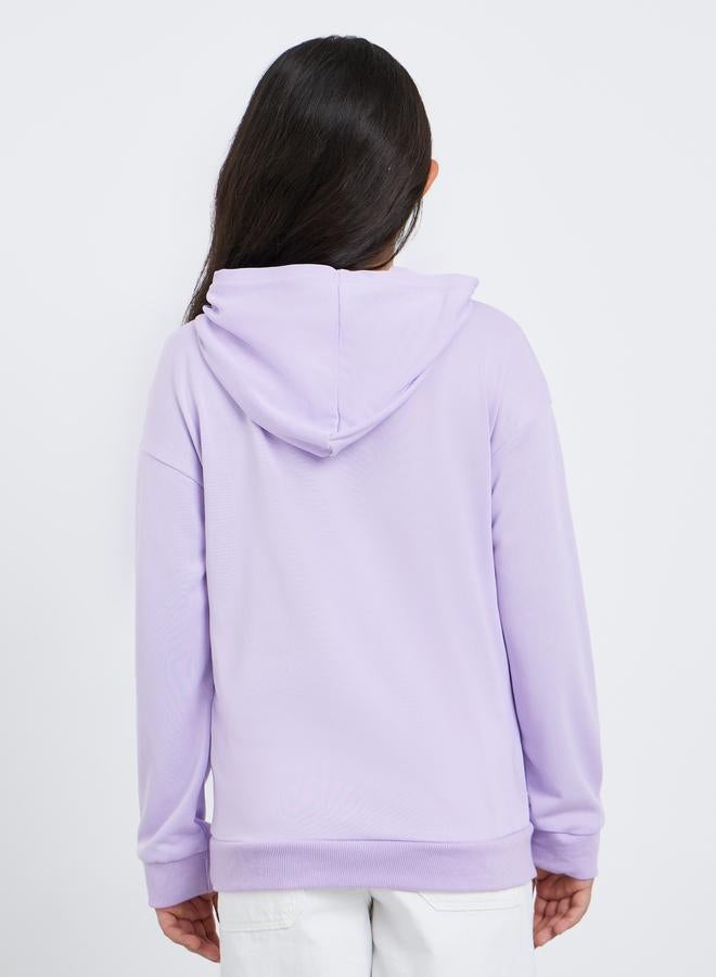 ستايلي هودي مريح بلون بنفسجي سادة للمراهقين - Image 4