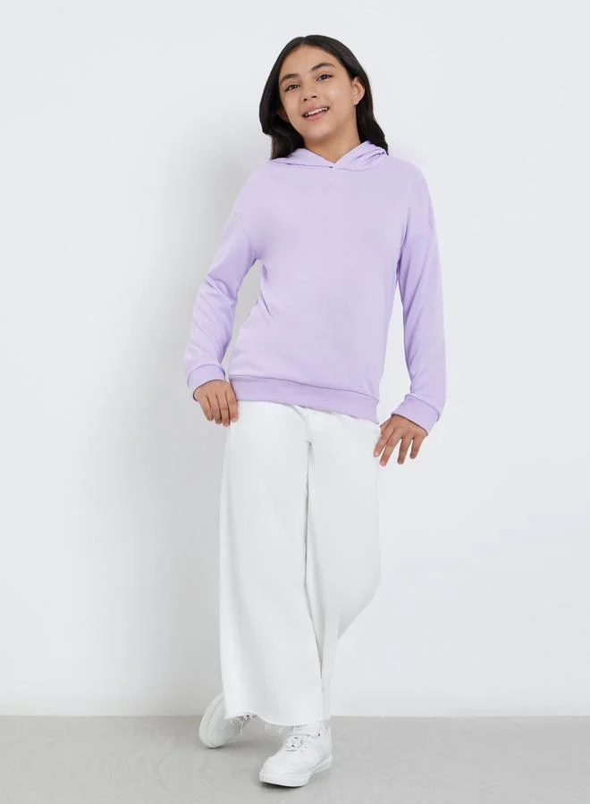 Styli Styli Teen Purple Relaxed Fit Solid Hoodie