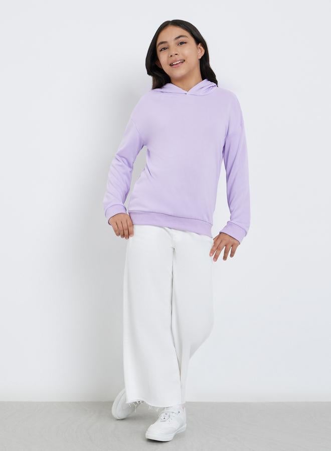ستايلي هودي مريح بلون بنفسجي سادة للمراهقين - Image 2