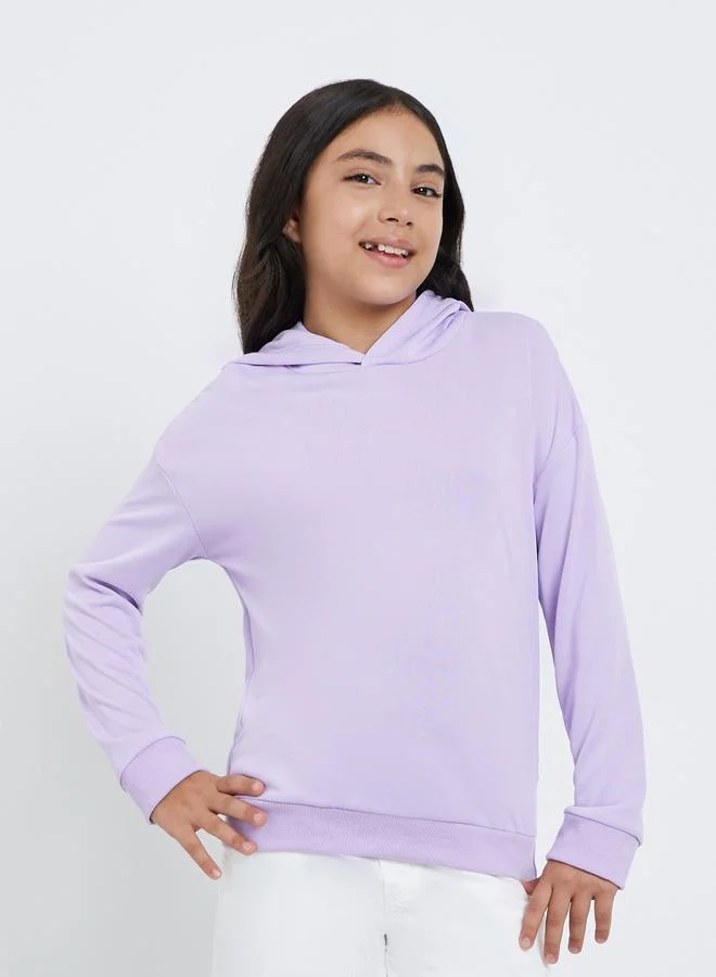 Styli Styli Teen Purple Relaxed Fit Solid Hoodie