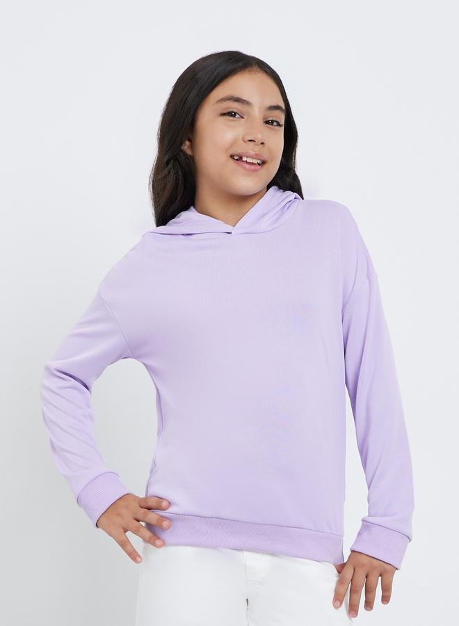 ستايلي هودي مريح بلون بنفسجي سادة للمراهقين - Image 1
