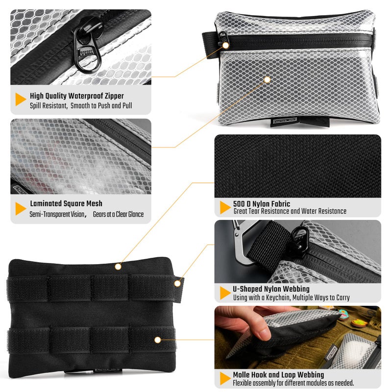 TACTICAL_GEEK TACTICAL GEEK Storage A5 EDC Storage Pouch Set, Multi-Purpose Molle EDC Gadget Pouch, Multi-Functional Utility Small Tool Pocket,Luggage Organiser Divider Small Pouch Organizer for Daily Carry (White) - Image 3