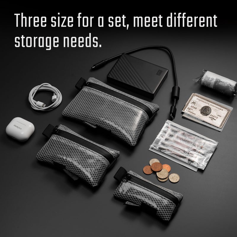 TACTICAL_GEEK TACTICAL GEEK Storage A5 EDC Storage Pouch Set, Multi-Purpose Molle EDC Gadget Pouch, Multi-Functional Utility Small Tool Pocket,Luggage Organiser Divider Small Pouch Organizer for Daily Carry (White) - Image 4