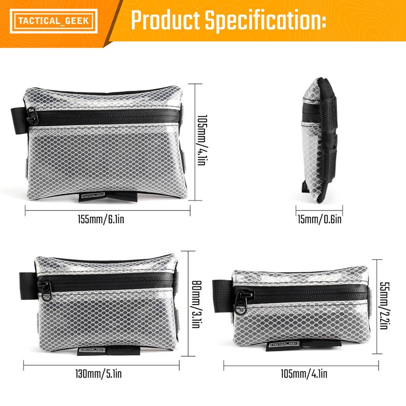 TACTICAL_GEEK TACTICAL GEEK Storage A5 EDC Storage Pouch Set, Multi-Purpose Molle EDC Gadget Pouch, Multi-Functional Utility Small Tool Pocket,Luggage Organiser Divider Small Pouch Organizer for Daily Carry (White) - Image 2