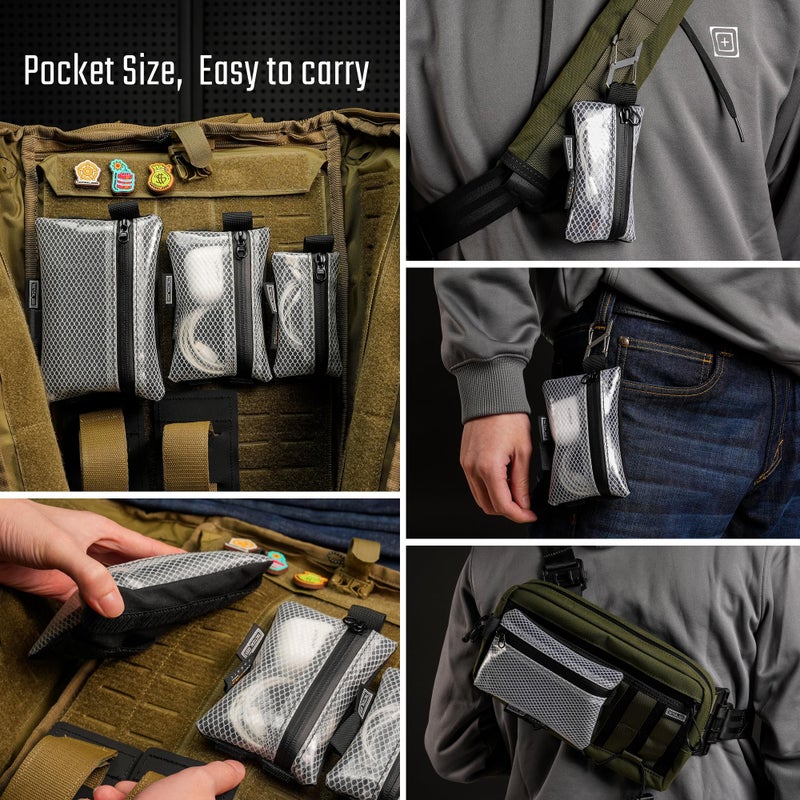 TACTICAL_GEEK TACTICAL GEEK Storage A5 EDC Storage Pouch Set, Multi-Purpose Molle EDC Gadget Pouch, Multi-Functional Utility Small Tool Pocket,Luggage Organiser Divider Small Pouch Organizer for Daily Carry (White) - Image 5