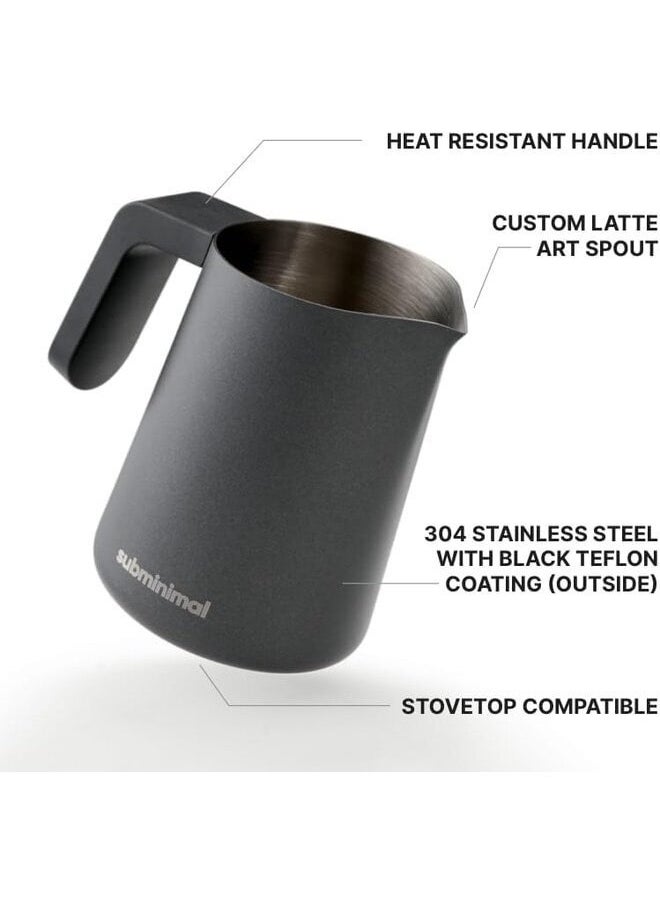 subminimal - Subminimal Heat Resistant Handle Stainless Steel Milk Jug (Black, 450ml/15oz) BLACK - Image 1