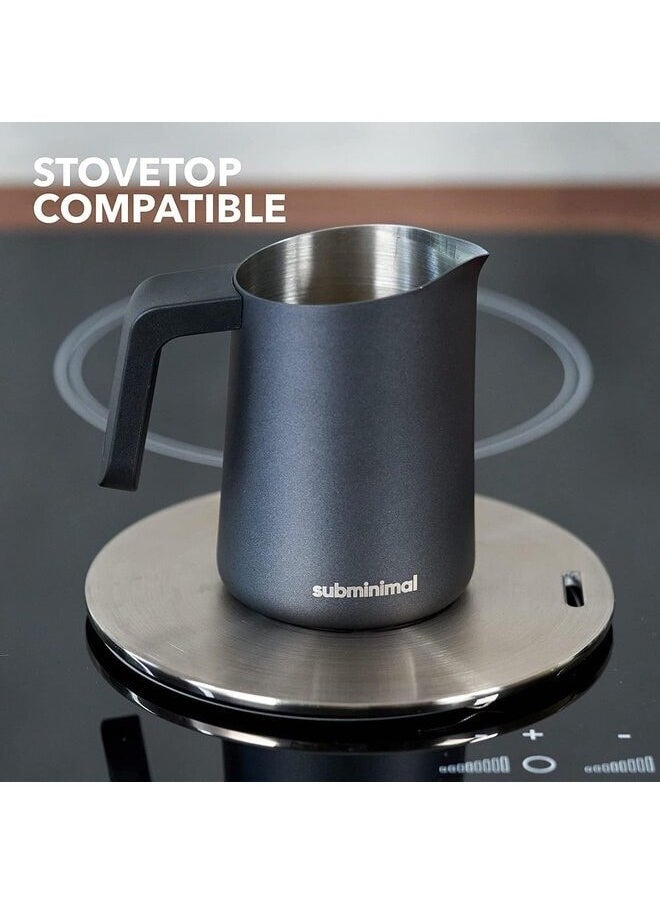 subminimal - Subminimal Heat Resistant Handle Stainless Steel Milk Jug (Black, 450ml/15oz) BLACK - Image 1