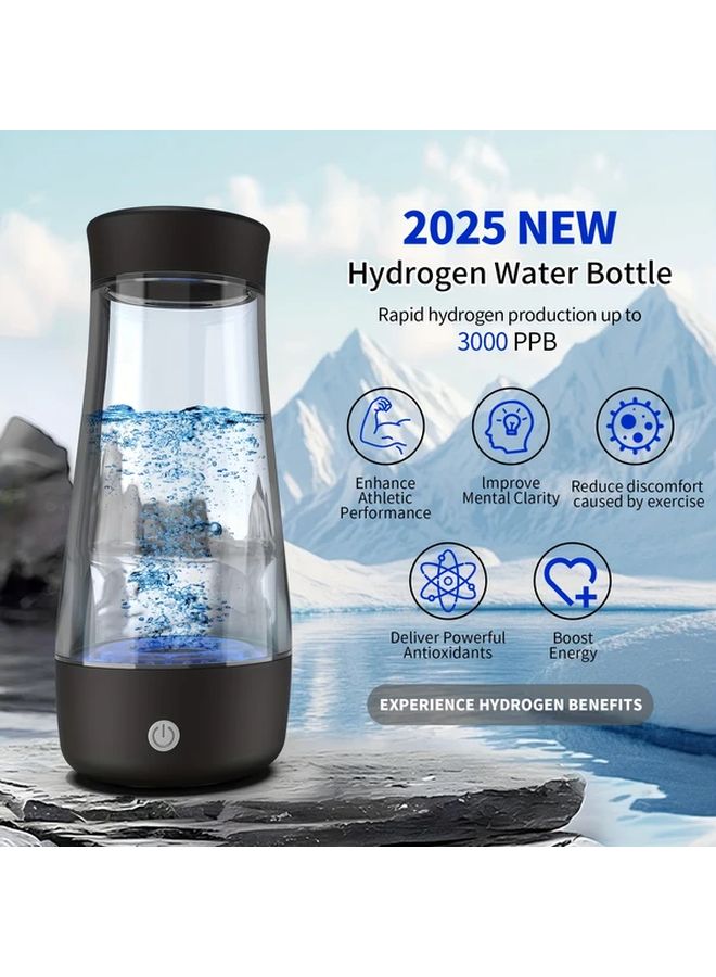 2025 Model 320ML Black Portable Hydrogen Water Cup SPE PEM Technology USB Charging - Image 1