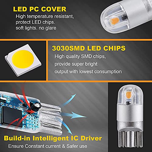 Auxbeam 194 T10 LED Bulbs Amber, Non-Polarity Extremely Bright 168 W5W Car Interior Lights, Replacement Bulb for License Plate lights, Dome Map Light, Dashboard Lights, 10 PCS - Image 4