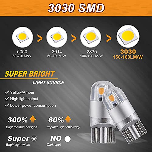 Auxbeam 194 T10 LED Bulbs Amber, Non-Polarity Extremely Bright 168 W5W Car Interior Lights, Replacement Bulb for License Plate lights, Dome Map Light, Dashboard Lights, 10 PCS - Image 3