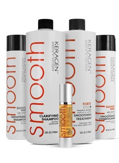 KERAGEN Keragen Brazilian Keratin Hair Treatment - Premium Straightener Cream, Sulfate-Free Anti-Frizz Products, Perfect Straightening Solution for Dry & Damaged Hair, Kit Combo Set  - Image 1