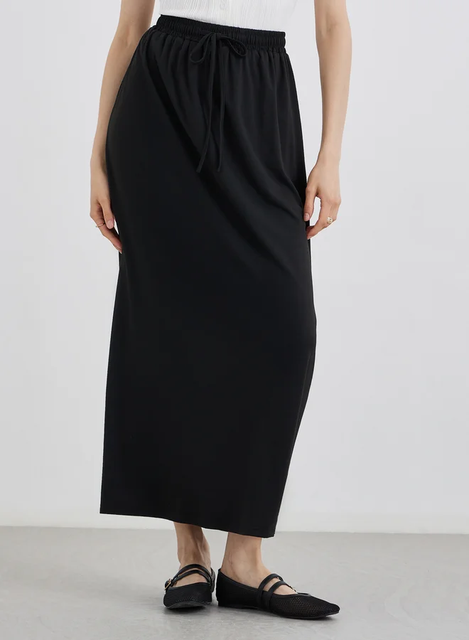 Take Two Take Two Solid A-Line Maxi Skirt